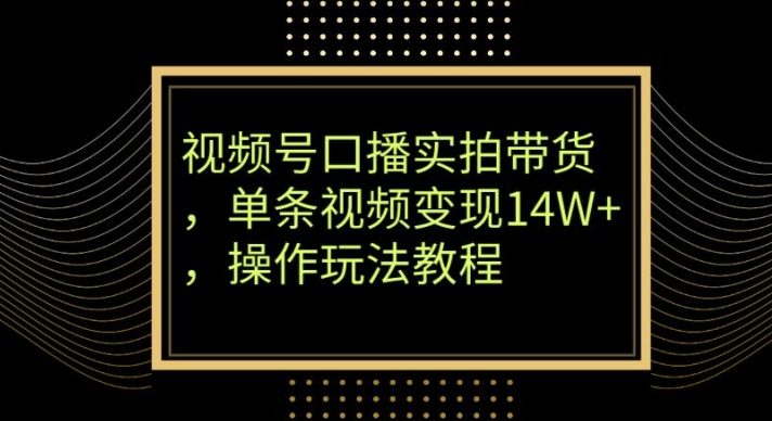 视频号口播实拍带货，单条视频变现14W+，操作玩法教程 - 搞薯条网-搞薯条网