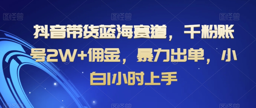 抖音带货蓝海赛道，千粉账号2W+佣金，暴力出单，小白1小时上手【揭秘】 - 搞薯条网-搞薯条网