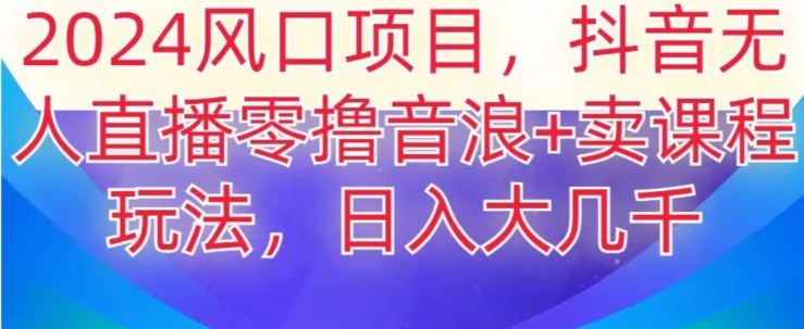 2024风口项目，抖音无人主播撸音浪+卖课程玩法，日入大几千【揭秘】 - 搞薯条网-搞薯条网