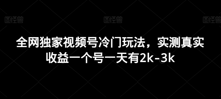 全网独家视频号冷门玩法，实测真实收益一个号一天有2k-3k - 搞薯条网-搞薯条网