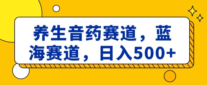 养生音药赛道，蓝海赛道，日入500+【揭秘】 - 搞薯条网-搞薯条网