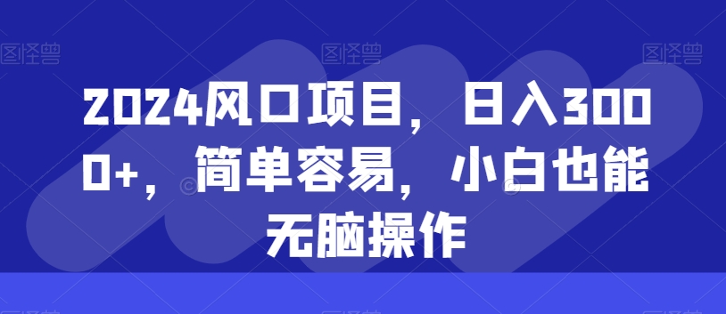 2024风口项目，日入3000+，简单容易，小白也能无脑操作 - 搞薯条网-搞薯条网