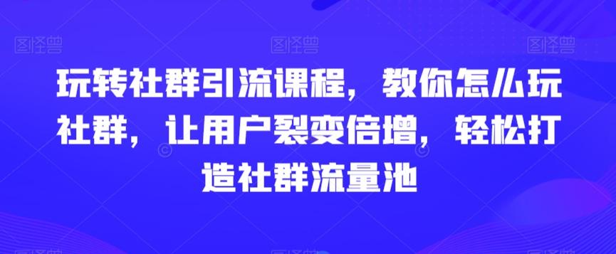 玩转社群引流课程，教你怎么玩社群，让用户裂变倍增，轻松打造社群流量池 - 搞薯条网-搞薯条网