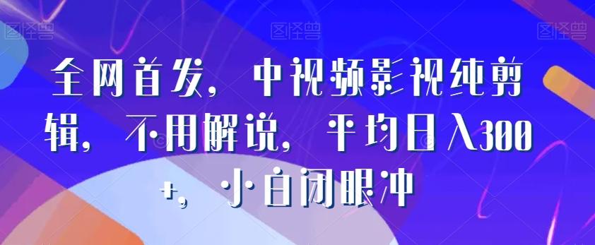 全网首发，中视频影视纯剪辑，不用解说，平均日入300+，小白闭眼冲 - 搞薯条网-搞薯条网