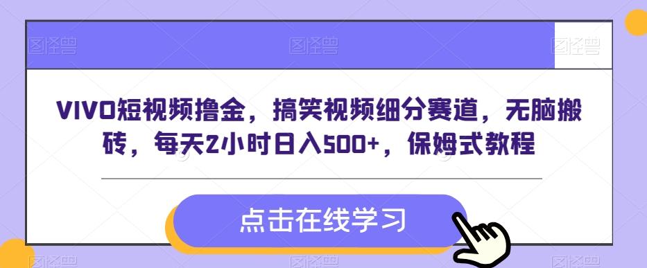 VIVO短视频撸金，搞笑视频细分赛道，无脑搬砖，每天2小时日入500+，保姆式教程 - 搞薯条网-搞薯条网