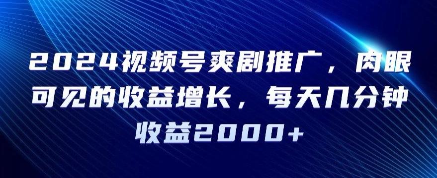 2024视频号爽剧推广，肉眼可见的收益增长，每天几分钟收益2000+【揭秘】 - 搞薯条网-搞薯条网