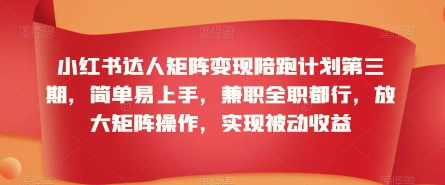 小红书达人矩阵变现陪跑计划第三期，简单易上手，兼职全职都行，放大矩阵操作，实现被动收益 - 搞薯条网-搞薯条网