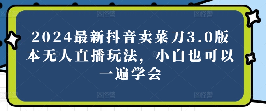 2024最新抖音卖菜刀3.0版本无人直播玩法，小白也可以一遍学会【揭秘】 - 搞薯条网-搞薯条网