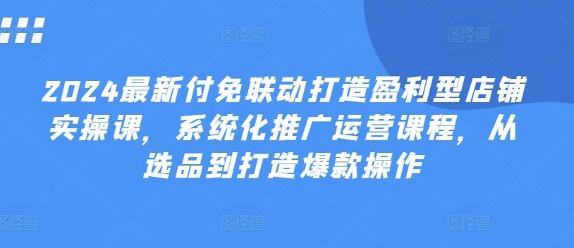 2024最新付免联动打造盈利型店铺实操课，​系统化推广运营课程，从选品到打造爆款操作 - 搞薯条网-搞薯条网