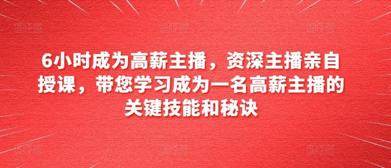 6小时成为高薪主播，资深主播亲自授课，带您学习成为一名高薪主播的关键技能和秘诀 - 搞薯条网-搞薯条网