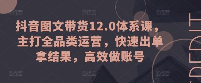 抖音图文带货12.0体系课，主打全品类运营，快速出单拿结果，高效做账号 - 搞薯条网-搞薯条网