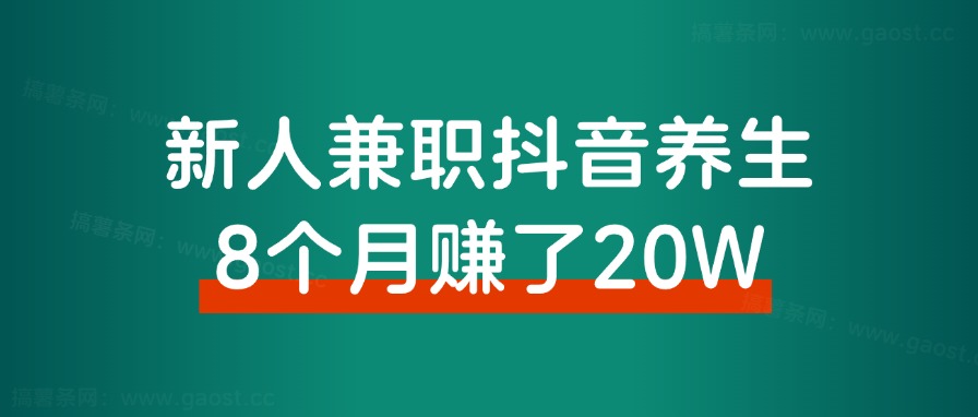 新人小白，兼职深耕抖音养生8个月，赚了20万！经验分享 - 搞薯条网-搞薯条网