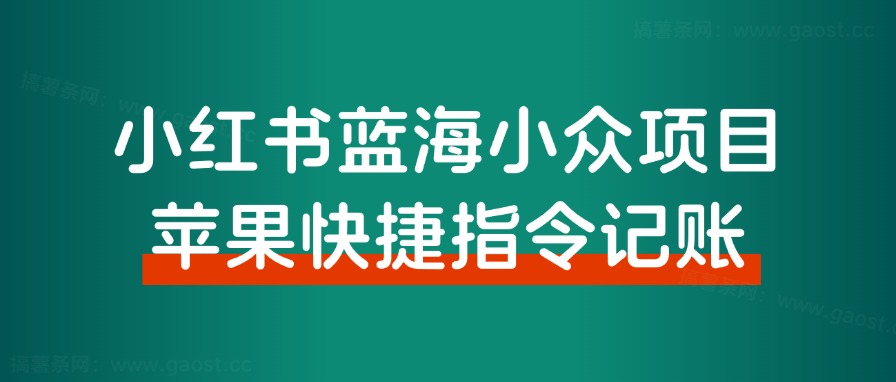 苹果快捷指令记账，也能玩出新花样，小红书蓝海小众项目拆解！ - 搞薯条网-搞薯条网