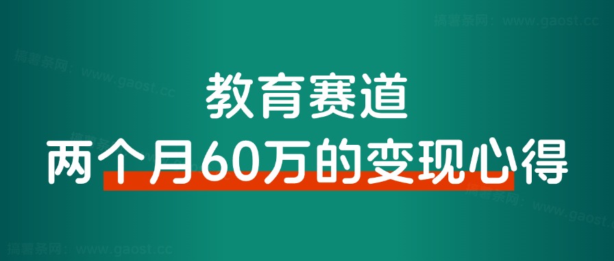 ALL in 教育赛道变现，两个月搞了60万的变现心得！ - 搞薯条网-搞薯条网