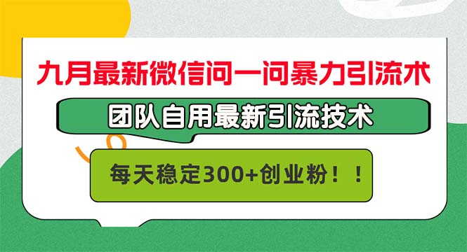 九月最新微信问一问暴力引流术，团队自用引流术，每天稳定300+创… - 搞薯条网-搞薯条网