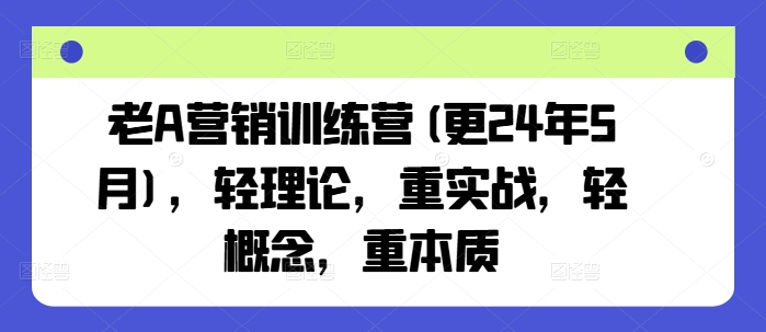 老A营销训练营(更24年10月)，轻理论，重实战，轻概念，重本质 - 搞薯条网-搞薯条网