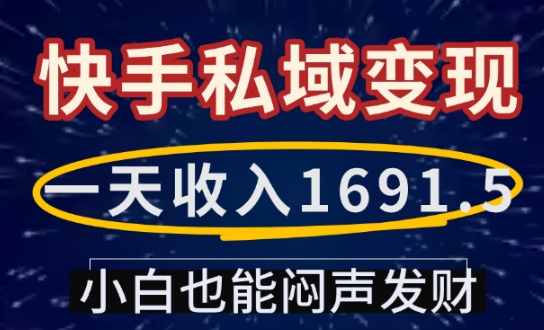 一天收入1691.5，快手私域变现，小白也能闷声发财 - 搞薯条网-搞薯条网