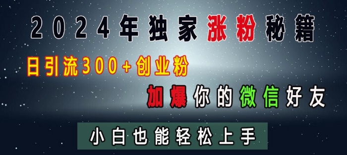 2024年独家涨粉秘籍，日引流300+创业粉，加爆你的微信好友，小白也能轻松上手 - 搞薯条网-搞薯条网