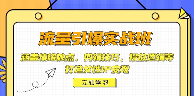 流量引爆实战班，涵盖情绪触点，剪辑技巧，投放逻辑等，打造女性IP变现 - 搞薯条网-搞薯条网