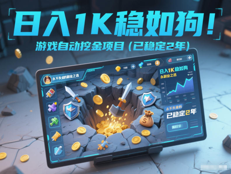 日入1K稳如狗!游戏自动挖金项目(已稳定2年),永不失业的副业之选【揭秘】-搞薯条网