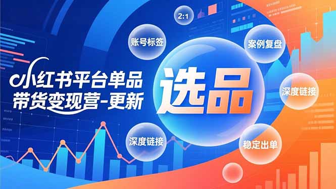 小红书平台单品带货变现营-更新,极致选品、账号标签、案例复盘,深度链接,快速启动稳定出单-搞薯条网