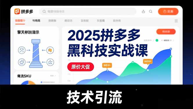 2025拼多多黑科技实战课,擎天柱玩法、爆流SKU、原价大促,技术引流,单店日销轻松破千单-搞薯条网