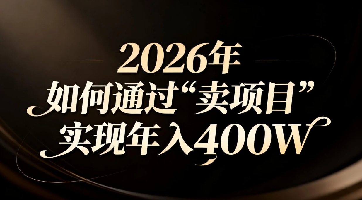 2026年如何通过“卖项目”实现年入百万-搞薯条网