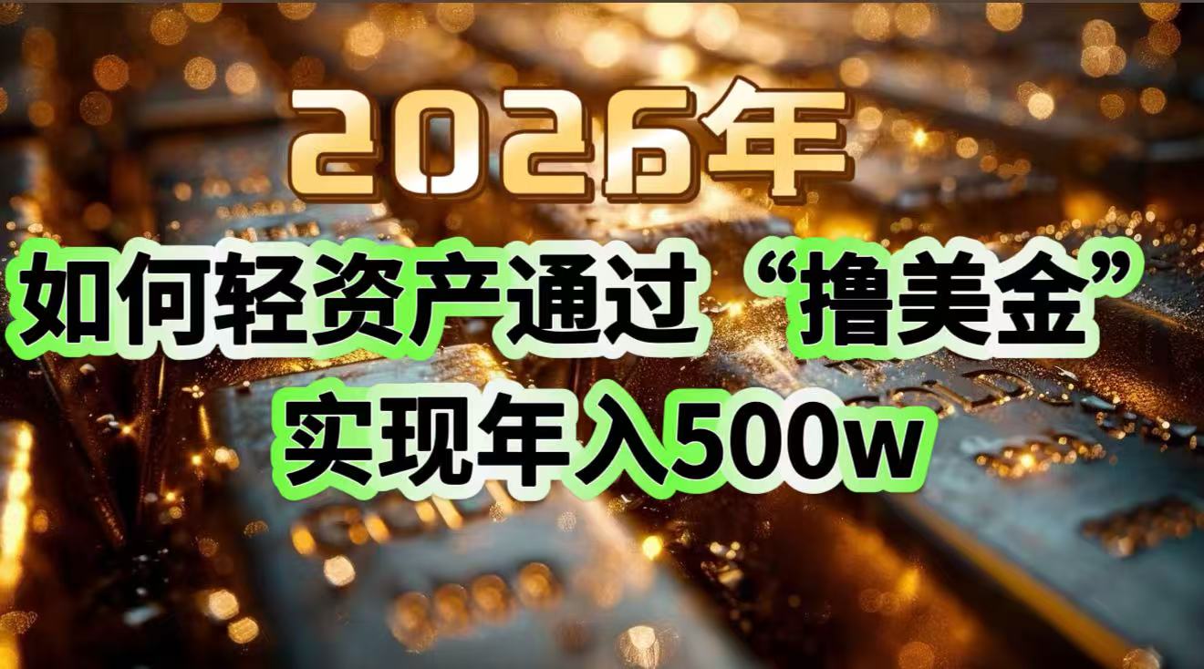 2026年如何轻资产通过“撸美金”实现年入500w-搞薯条网