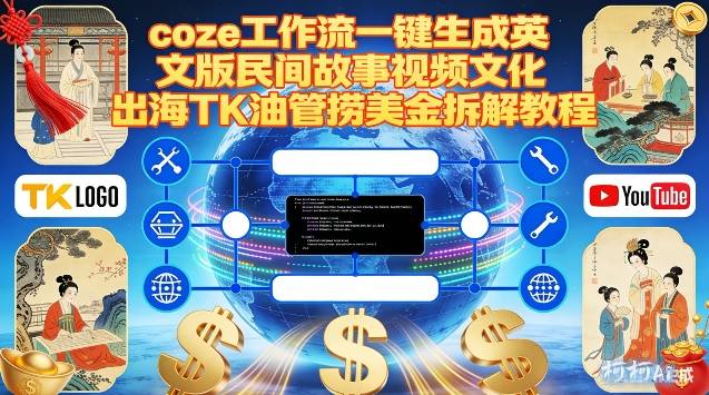 Coze扣子工作流一键生成英文版民间故事视频,文化出海TK油管捞美金拆解教程-搞薯条网