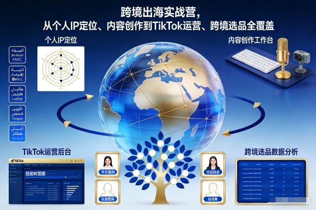 跨境出海实战营,从个人IP定位、内容创作到TikTok运营、跨境选品全覆盖-搞薯条网