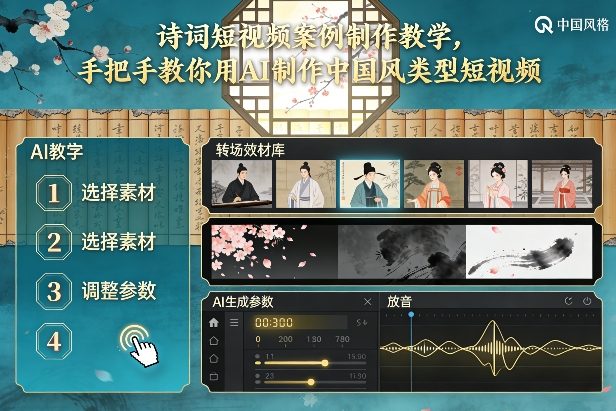 古诗词短视频案例制作教学,手把手教你用AI制作中国风类型短视频-搞薯条网