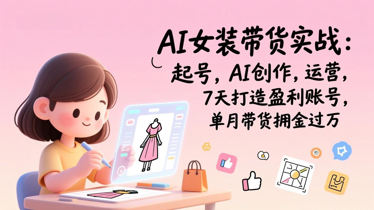 AI女装带货实战:起号,AI创作,运营,7天打造盈利账号,单月带货佣金过万-搞薯条网
