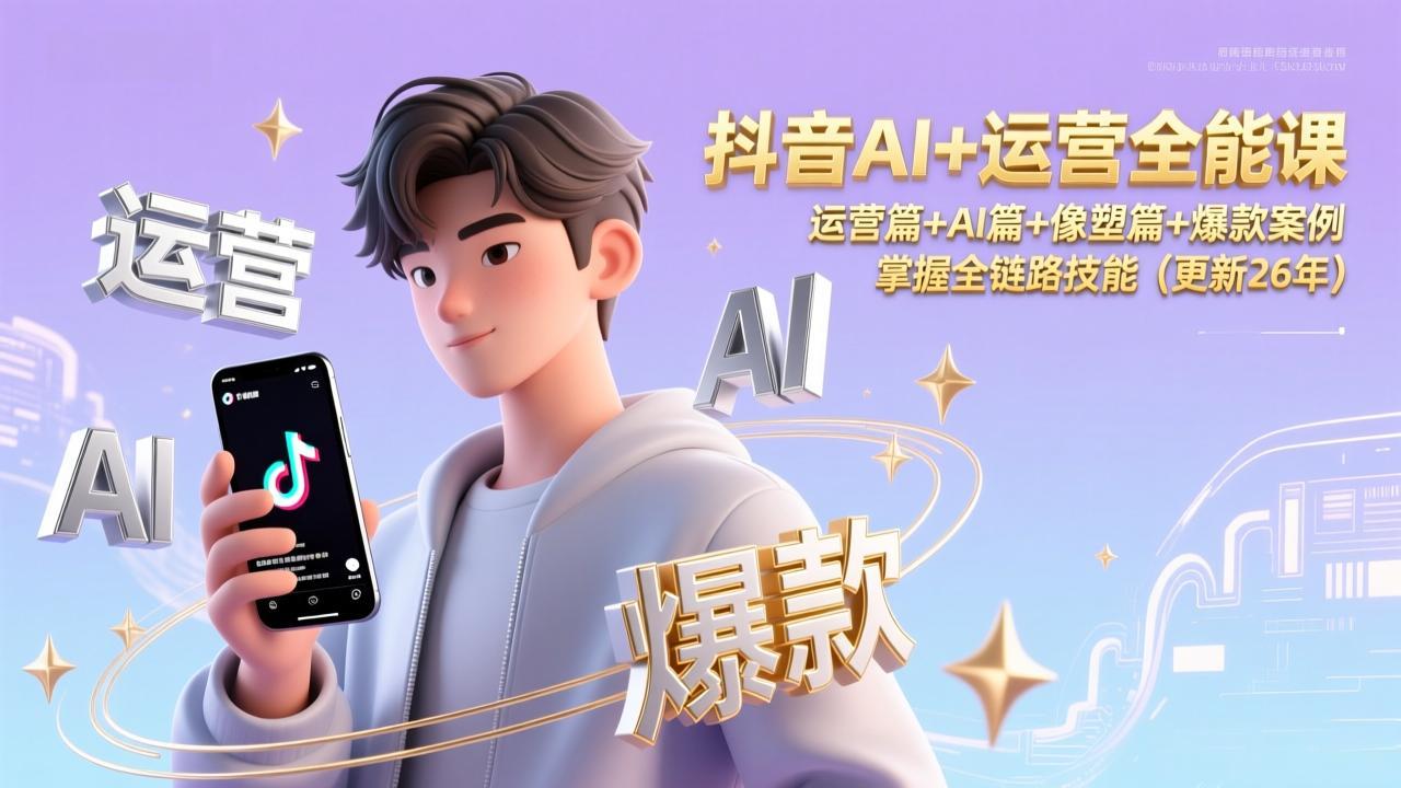 抖音AI+运营全能课,运营篇+AI篇+像塑篇+爆款案例,掌握全链路技能(更新26年-搞薯条网