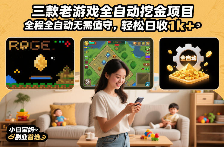 三款老游戏全自动挖金项目,全程全自动无需值守,轻松日收1k+,小白宝妈副业首选【揭秘】-搞薯条网