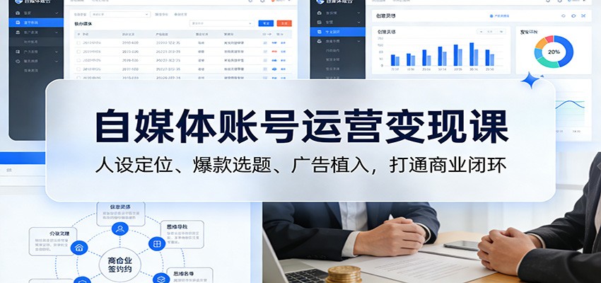 自媒体账号运营变现课:人设定位、爆款选题、广告植入,打通商业闭环-搞薯条网