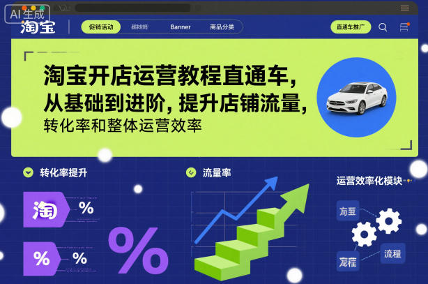 淘宝开店运营教程直通车,从基础到进阶,提升店铺流量,转化率和整体运营效率(更新26年1月)-搞薯条网