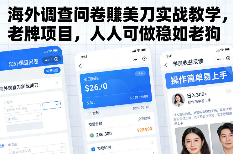 海外调查问卷賺美刀实战教学,老牌项目,人人可做稳如老狗-搞薯条网