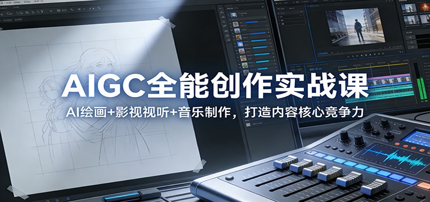 AIGC全能创作实战课:AI绘画+影视视听+音乐制作,打造内容核心竞争力-搞薯条网