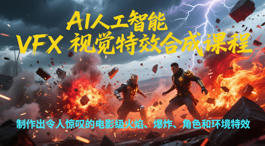 AI人工智能VFX视觉特效合成课程,制作出令人惊叹的电影级火焰、爆炸、角色和环境特效-搞薯条网