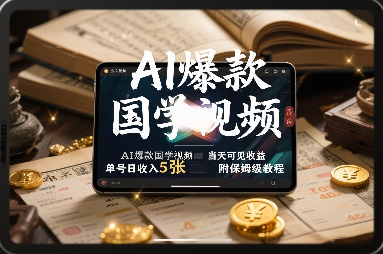 AI爆款国学视频,独家起号方法,小白直接上手,当天可见收益,单号日收入5张+附保姆级教程-搞薯条网