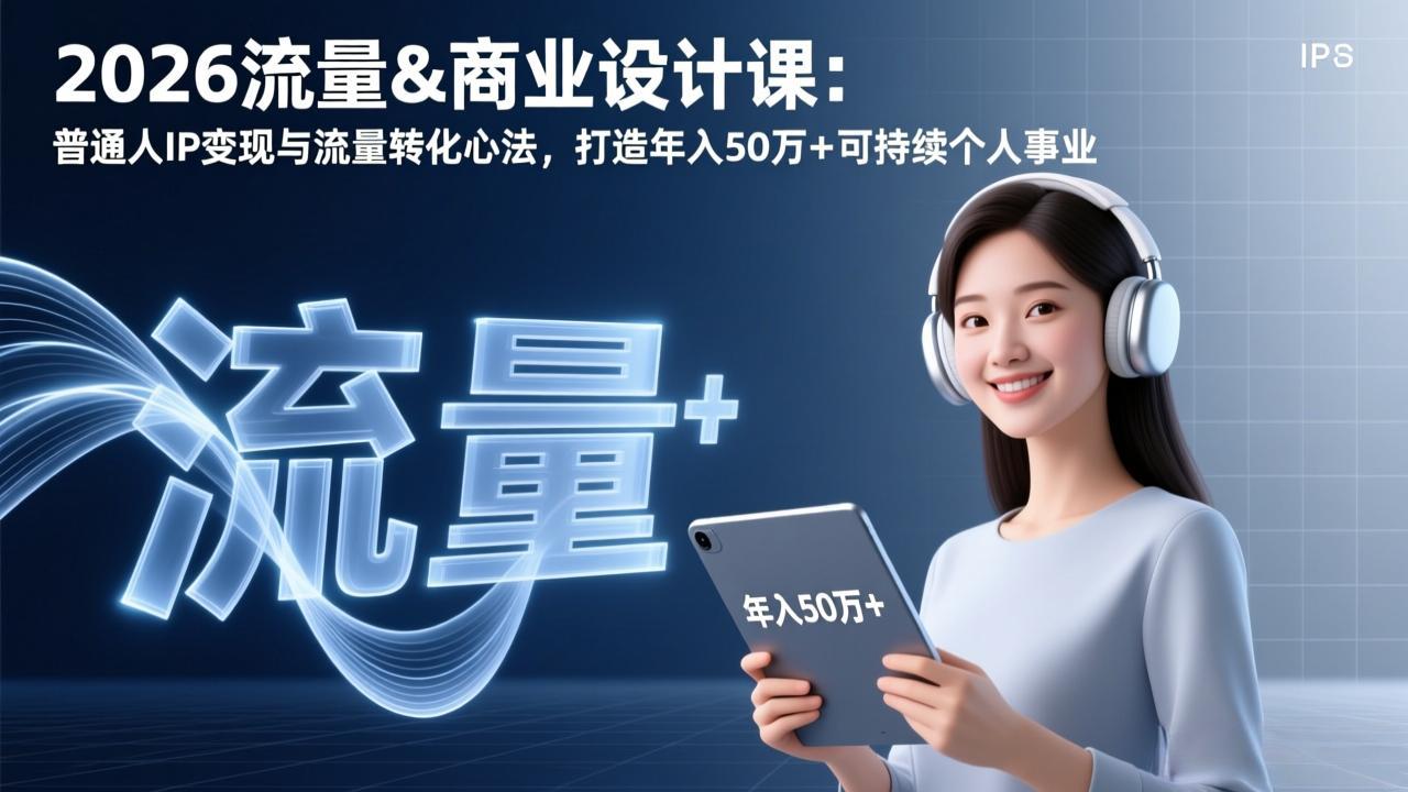 2026流量&商业设计课:普通人IP变现与流量转化心法,打造年入50万+可持续个人事业-搞薯条网