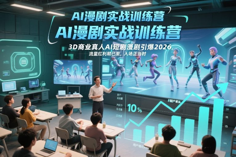 AI漫剧实战训练营,3D商业真人AI短剧漫剧引爆2026,流量红利期已至,入场正当时-搞薯条网