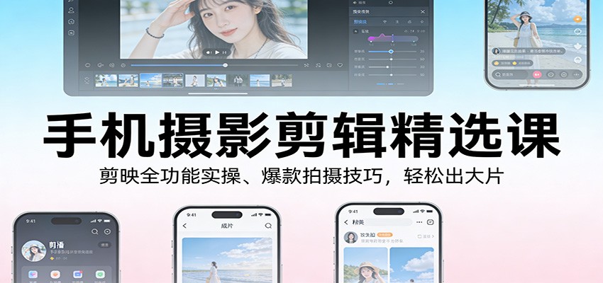 手机摄影剪辑精选课:剪映全功能实操、爆款拍摄技巧,轻松出大片-搞薯条网