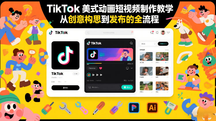 TikTok美式动画短视频制作教学,从创意构思到发布的全流程-搞薯条网