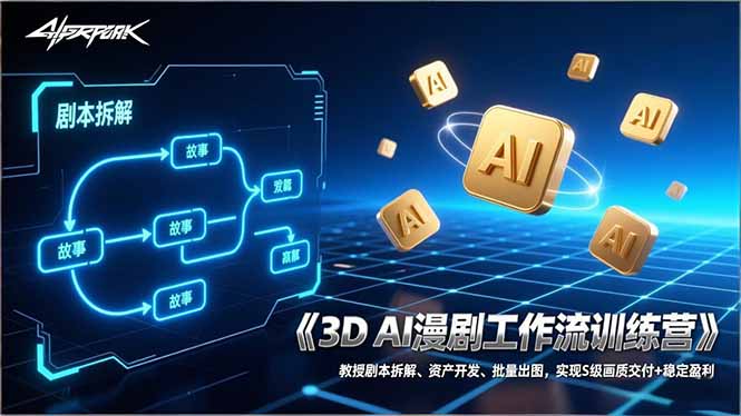 3D AI漫剧工作流训练营:教授剧本拆解、资产开发、批量出图,实现S级画质交付+稳定盈利-搞薯条网