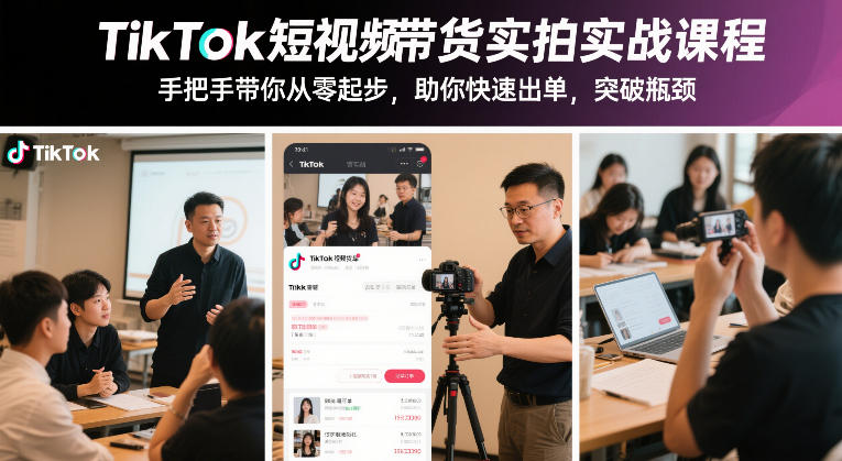 TikTok短视频带货实拍实战课程,手把手带你从零起步,助你快速出单,突破瓶颈-搞薯条网