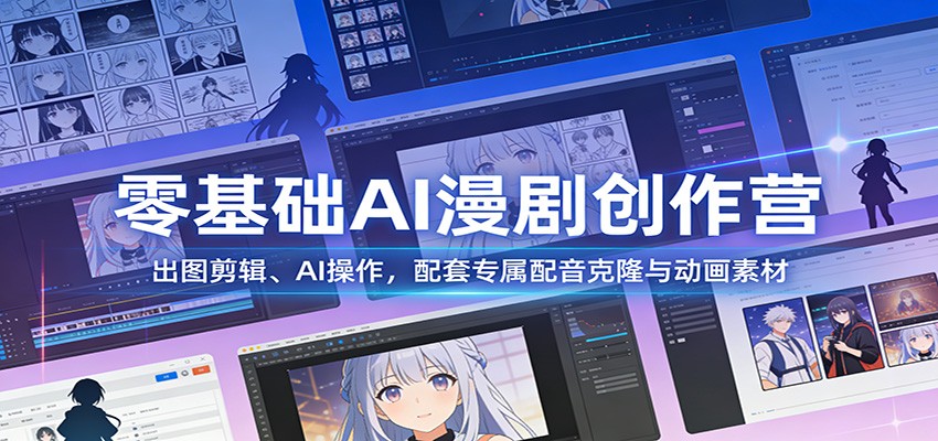 零基础AI漫剧创作营:出图剪辑、AI操作,配套专属配音克隆与动画素材-搞薯条网