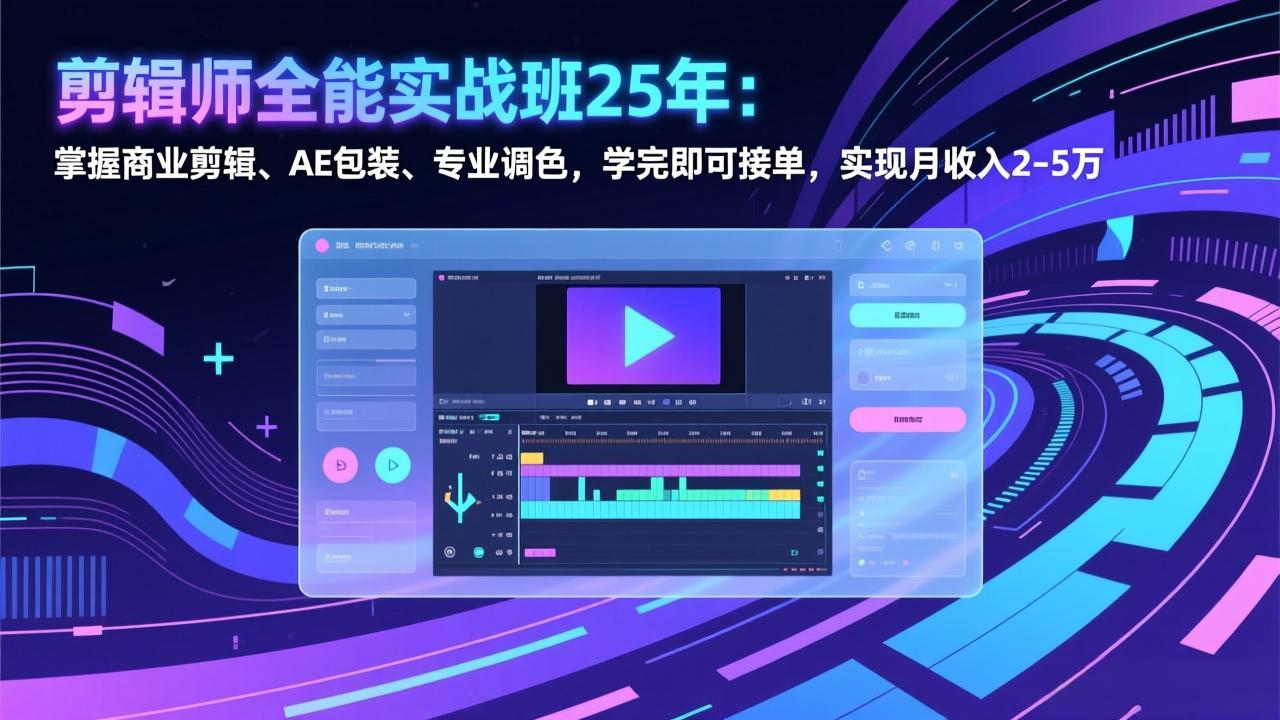 剪辑师全能实战班25年:掌握商业剪辑、AE包装、专业调色,学完即可接单,实现月收入2-5万-搞薯条网
