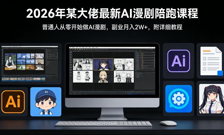 26年某大佬最新Ai漫剧陪跑课程,普通人从零开始做AI漫剧,副业月入2W+-搞薯条网