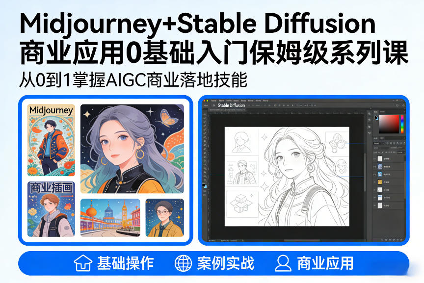 AIGC商业应用Midjourney+Stable Diffusion教程,0基础入门保姆级系列课-搞薯条网